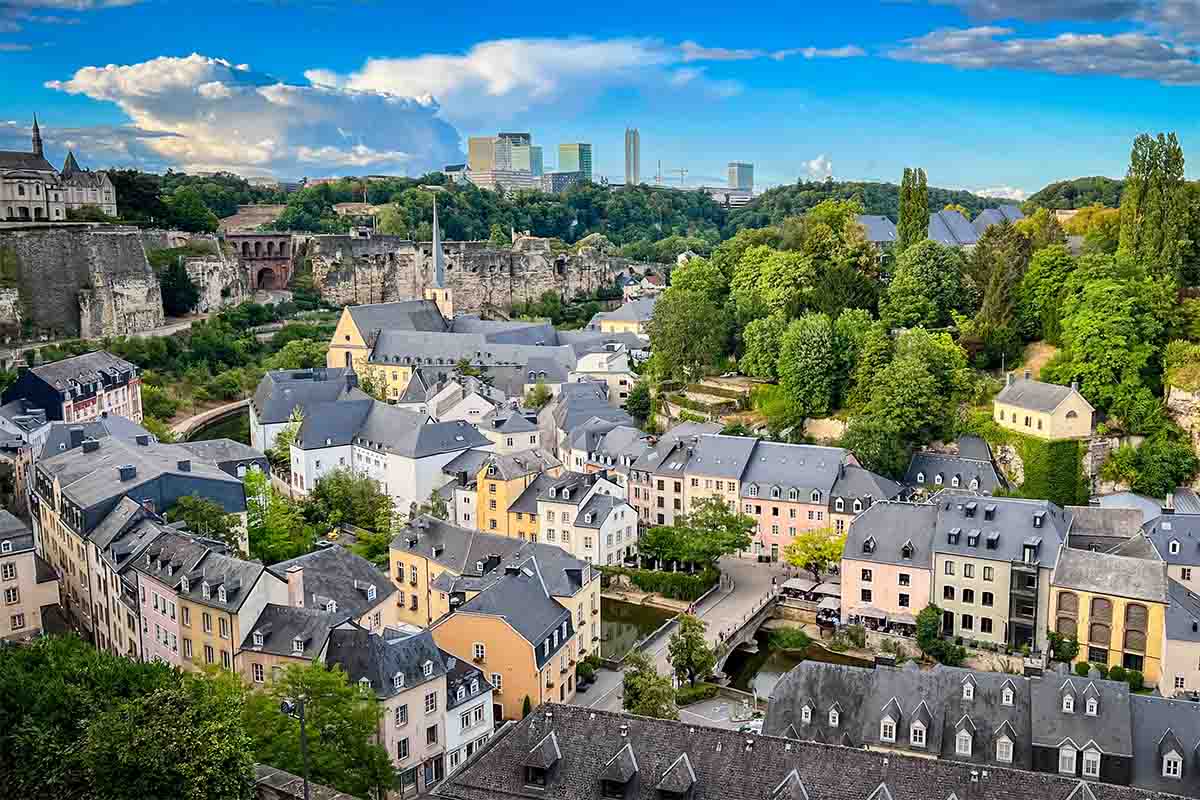 High angle view of buildings in Luxembourg City